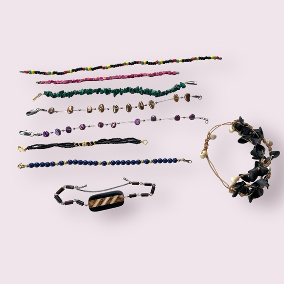 Retro Bracelets Colourful Gemstone Boho Jewelry Lot - Picture 8 of 13